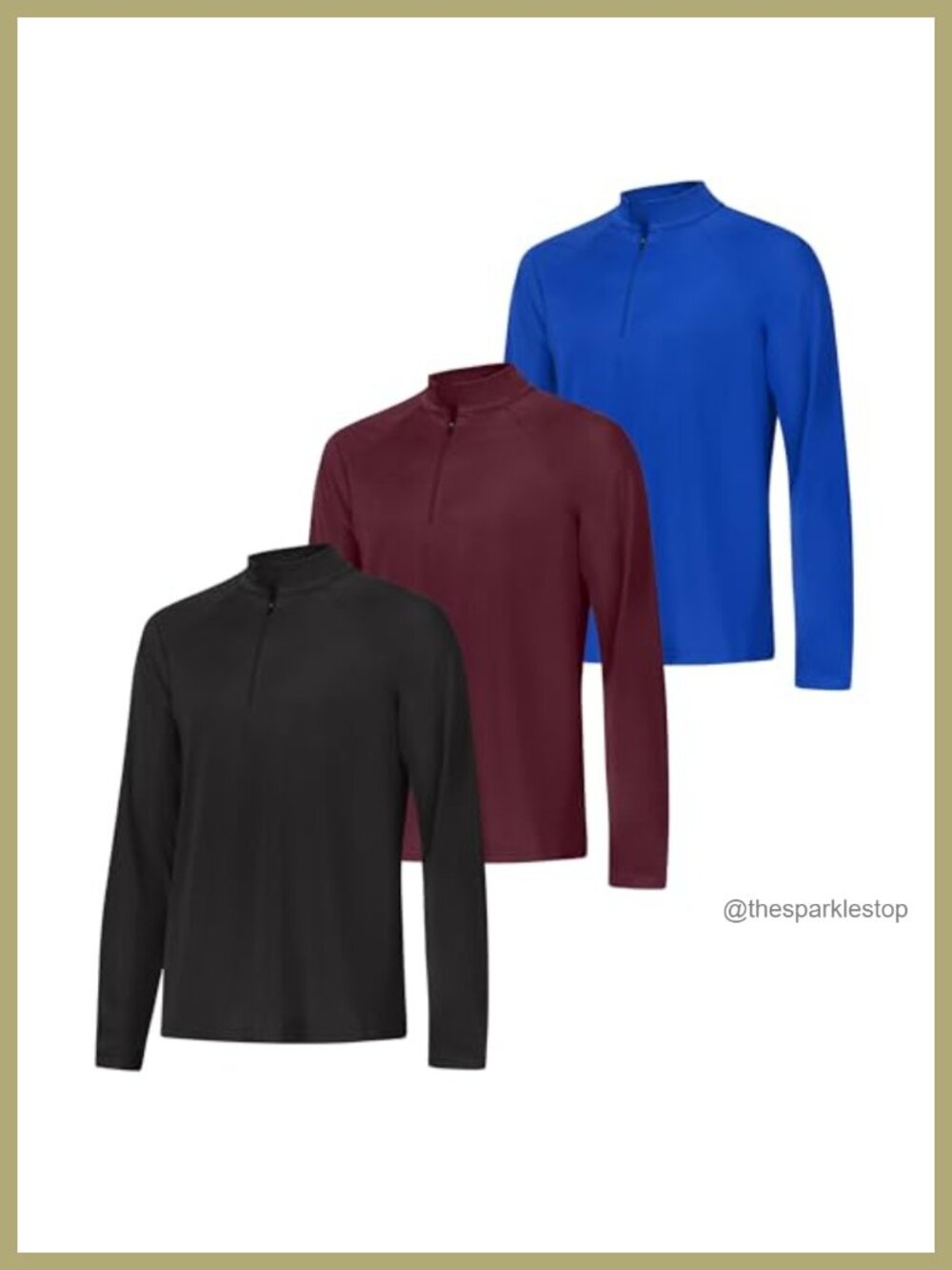 Men's Quarter-Zip Pullover 3-Pack Cool Dri Moisture-Wicking Long Sleeve